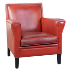 Comfortabele, Stijlvolle Rood Geverfde Armchair Gemaakt Van Schapenleer thumbnail 1