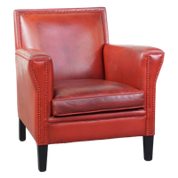 Comfortabele, Stijlvolle Rood Geverfde Armchair Gemaakt Van Schapenleer