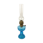 Antieke Glazen Olielamp Blauw thumbnail 1