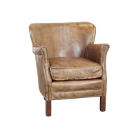 Subtiele Rundleren Fauteuil Met Een Omkeerbaar Kelim Zitkussen