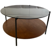 Salontafel Met Omkeerbaar Tafelblad (glas En Bruin Hout)