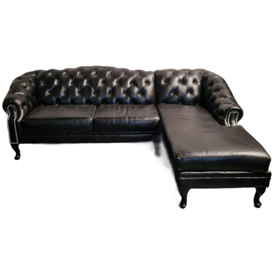 Acme Classic Chesterfield Bank – Zwart, Leer 1
