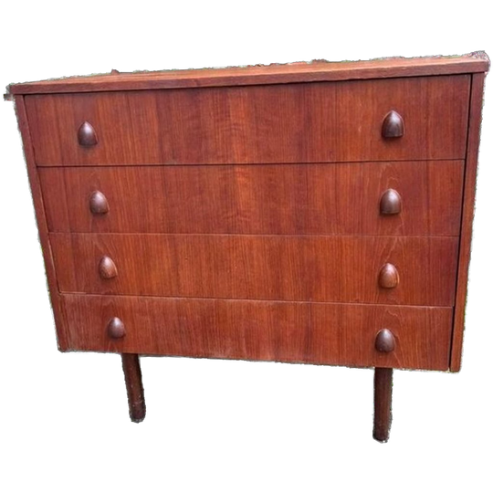Vintage 4-ladenkast Met Teakhouten Greepjes 1