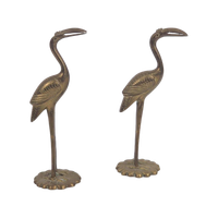 Set 2 Vintage Messing Flamingo Kraanvogel '70 Regency Goud