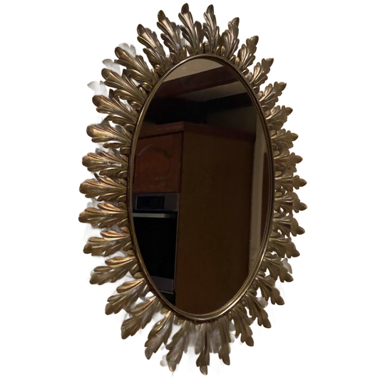 Vintage Zonnespiegel Deknudt Sunburst Goud Acanthus 1