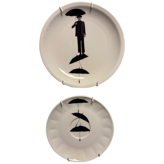 Vintage Wandbord Man Met Paraplu’s 1