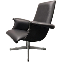 Goldsiegel Vintage Draaifauteuil Zwarte Draaistoel Jare 60