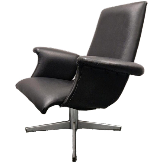 Goldsiegel Vintage Draaifauteuil Zwarte Draaistoel Jare 60 1
