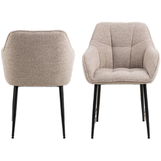 Nivala Eetkamerstoel - Set Van 2 - Beige Met Mat Zwarte Poten 1