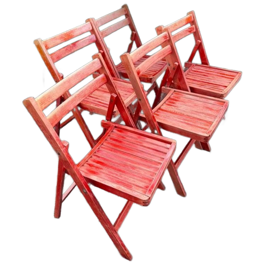 Klapstoelen Mid Century Rood, Set Van 5 1