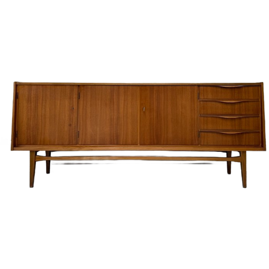 Vintage Houten Dressoir / Sideboard Met 3 Deurtjes En 4 Lades 1