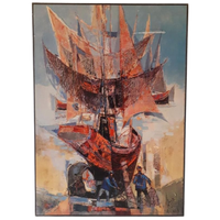 Rene Margotton 70's Vintage Print Op Hout Retro Schilderij