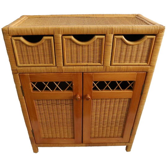 Vintage Rotan/Bamboe Kast, Bohemien 1