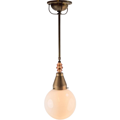 Vintage Art Deco Bol Hanglamp Schoollamp Kopper Mid Century