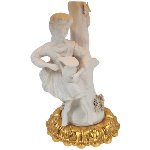 Vintage Tafellamp Bisque Porselein Goud Barok Italië Regency