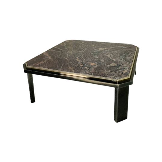 Fedam Salontafel, Hollywood Regency, Marmer In Stalen Frame 1