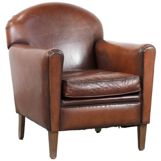 Fauteuil Van Mooi Gevormd Schapenleer In Art Deco Design Met Tijdloze En Warme Kleuren 1