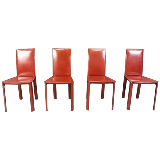 4 Designer Leather Chairs - De Couro Brazil 1980s 1