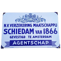 Emaille Bord N.V. Verzekering Maatschappij Schiedam Van 1866