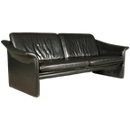Vintage Zwart Lederen Bank – Jaren 70 thumbnail 1