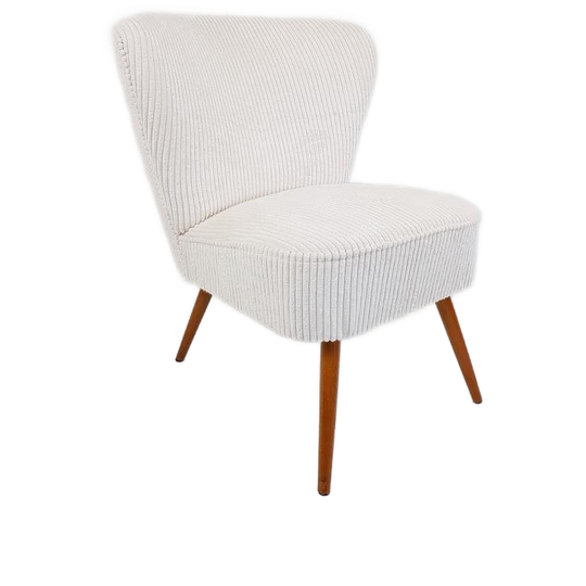 Vintage Cocktailstoeltje Crème Wit Nieuw Gestoffeerd 1