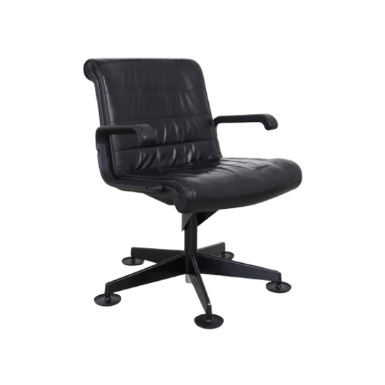 Vintage Bureaustoel Vergaderstoel Leder Knoll 1980S 1