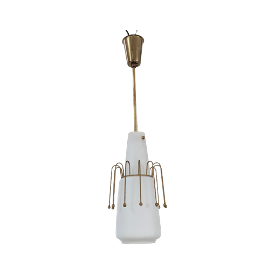 Italiaanse Glazen Hanglamp – Jaren 50 -nc47 1