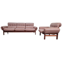Vintage Coja Bank & Fauteuil Zweden '70 Leer Palissander