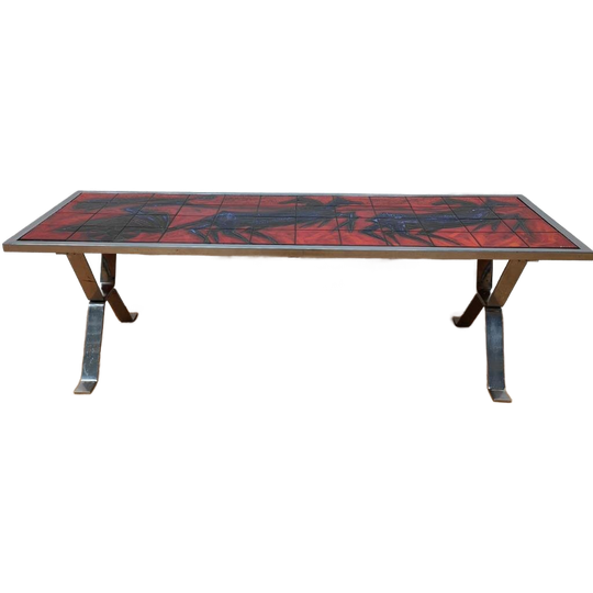 Vintage André Bayer Tegeltafel Chroom Salontafel Koffietafel 1