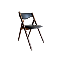 Pair Of Coronet Leather And Wooden Folding Chairs By Norquist