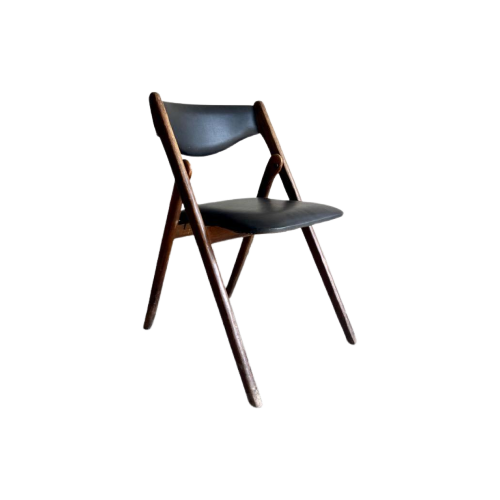 Pair Of Coronet Leather And Wooden Folding Chairs By Norquist