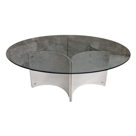 Jaren 70 Spaceage Salontafel Vintage Coffeetable Rookglas 1