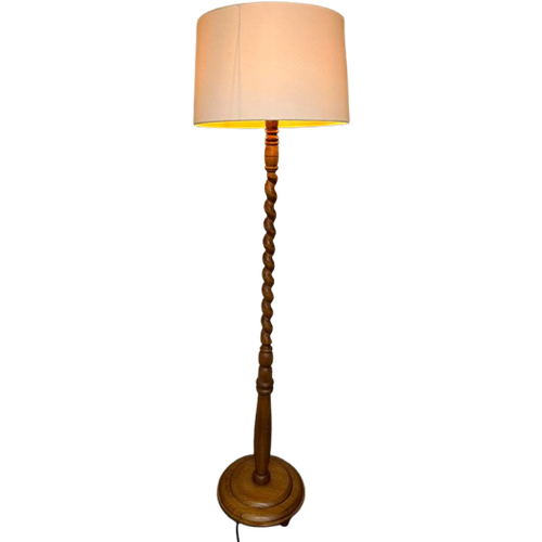 Vintage Turn Vloerlamp Hout ’60 Spindel Mid Century Japandi