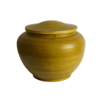 Grote Vintage Bamboe Pot Met Deksel Groen, Na 2000 thumbnail 1