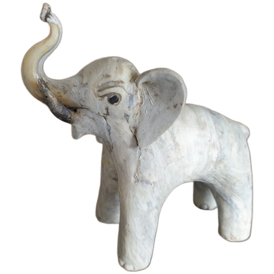 Bijzonder Olifanten Beeldje Van Geplette Oesterschelpen Vintage Folkart Fillipijnen 1