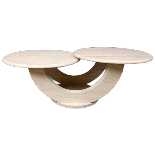 Vintage Two Tier Travertine Coffee Table, 1970s 1
