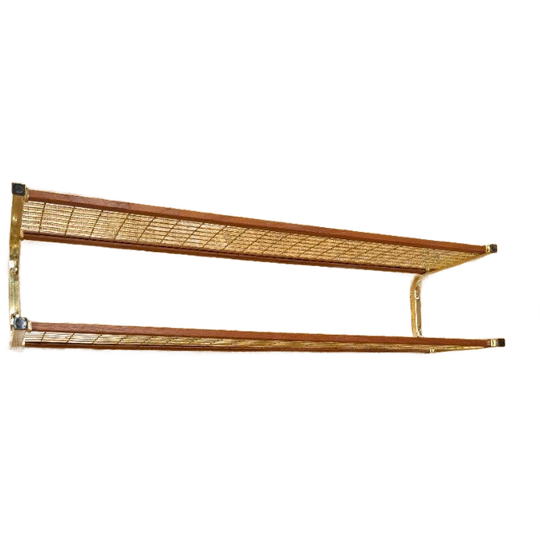 Goudkleurige Wandplank Wandrek Uit Zweden Met Teakhout Nr.5 1