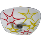 Ceiling Lamp By Inva In White Glass Red And Yellow Stars 1960S thumbnail 1