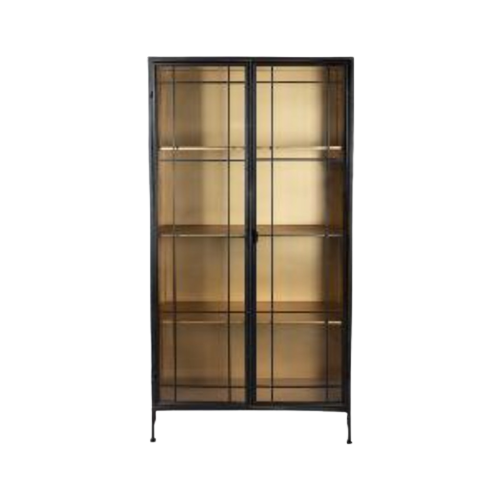 Ptmd Sofie Metal Black Cabinet Golden Inside