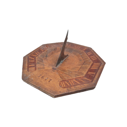 Antieke Houten Zonnewijzer 1