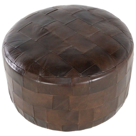 Lederen Poef Vintage 1
