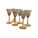 Vintage Borrelglazen Borrelglaasjes Cocktailglazen Glazen Blauw Zilver thumbnail 1