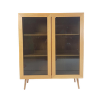 Vintage Deense Vitrinekast Eiken Fineer Rookglas