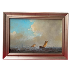 Frans Van Der Heide (1936-1999). Schilderij "Zeegezicht". thumbnail 1