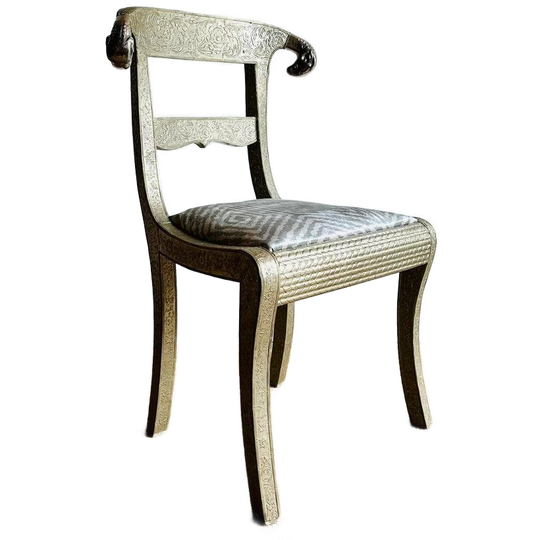 Anglo Indian Dowry Rams Head Stoel Zilver Vintage 1