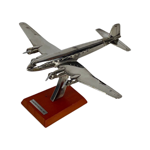 Scale Model Of An Airplane (Silver Plated) - Mounted On Wooden Base - Focke Wulf Fw200 Condor (19