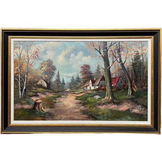 Gesigneerd Schilderij “boslandschap”. 1