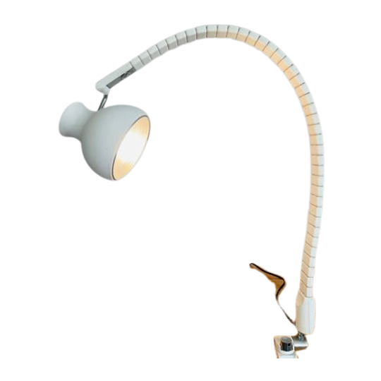 Vintage Martinelli Luce - Elio Martinelli Buiglamp. Witte Bureaulamp. Italiaans Design 1