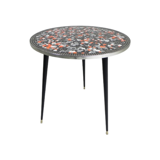Ronde Tegeltafel Met Mozaiek, Eettafel, Keukentafel, Jaren 50 1