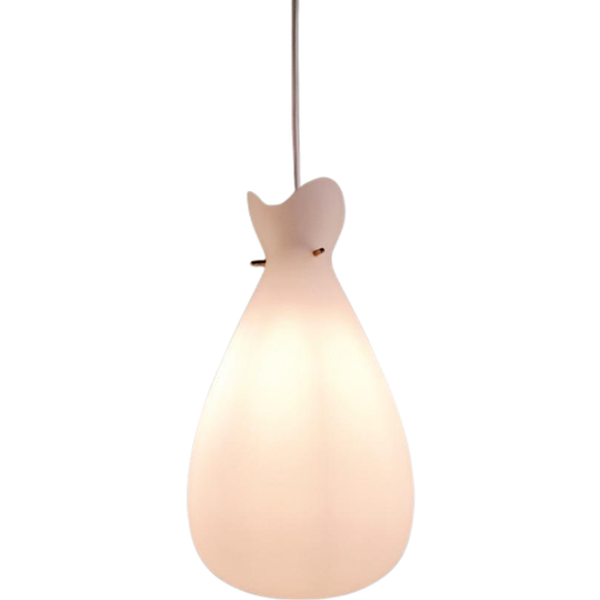Scandinavische Hanglamp In Wit Gesatineerd Glas, Jaren 60 1